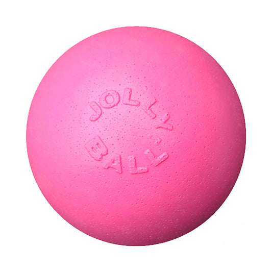 hond speelt met roze Jolly Bounce-n-Play stuiterbal
